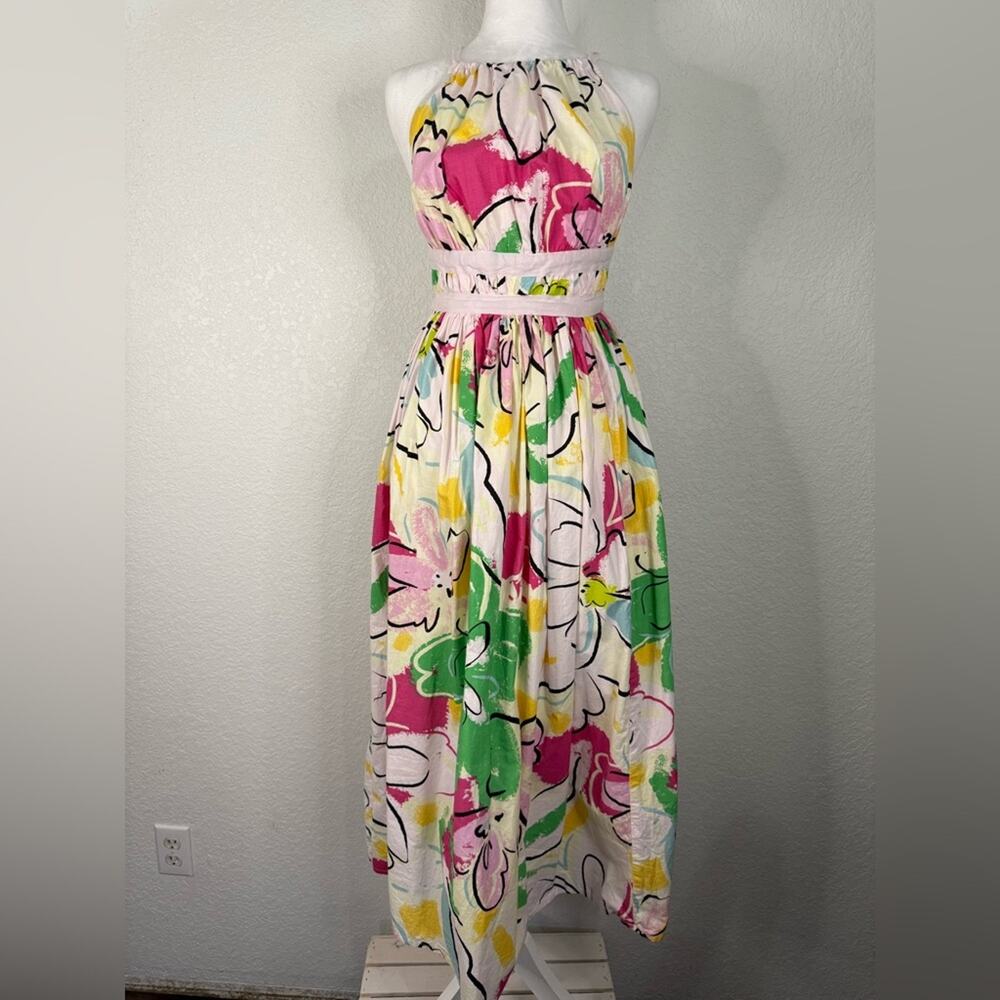 ASOS Halter midi sundress with strappy back in abstract floral Summer Vacation